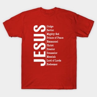 Jesus Titles White Print T-Shirt